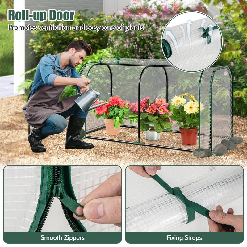 Costway Wood Raised Garden Bed with Greenhouse Cover Mini Portable - See Details
