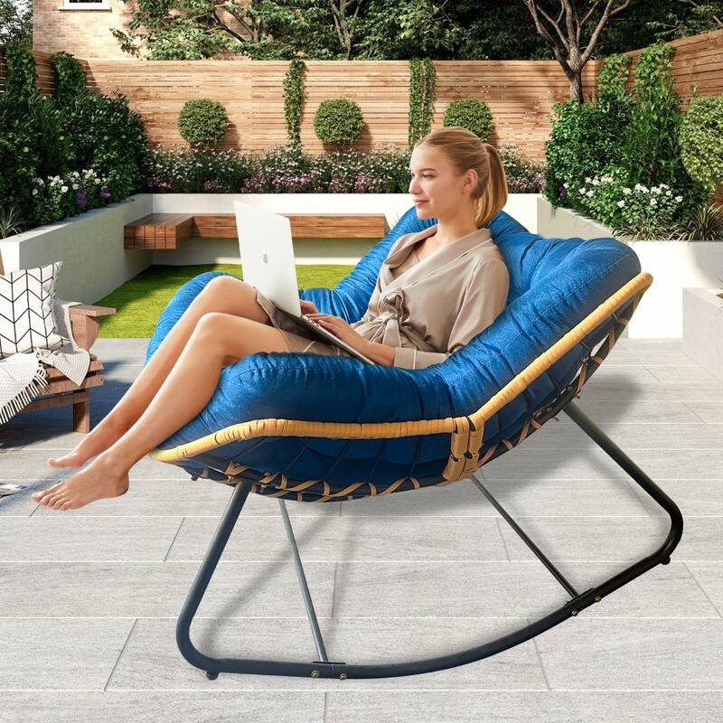 Modern Larger Outdoor Rattan Wicker Rocking Chair