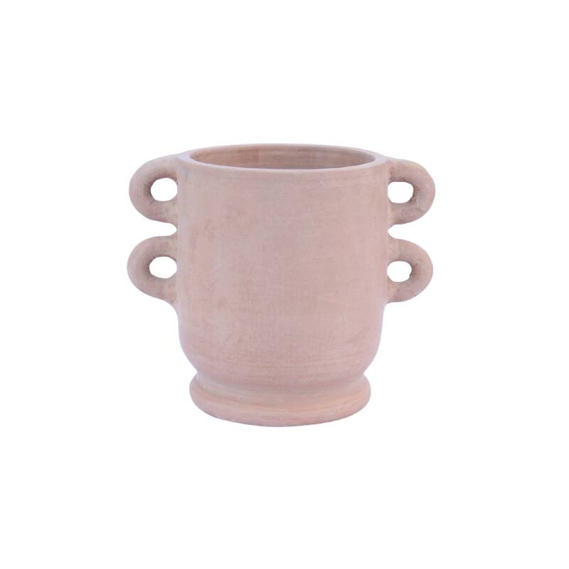 Textured Terracotta Accent Vase with Handle - 10" - Brown