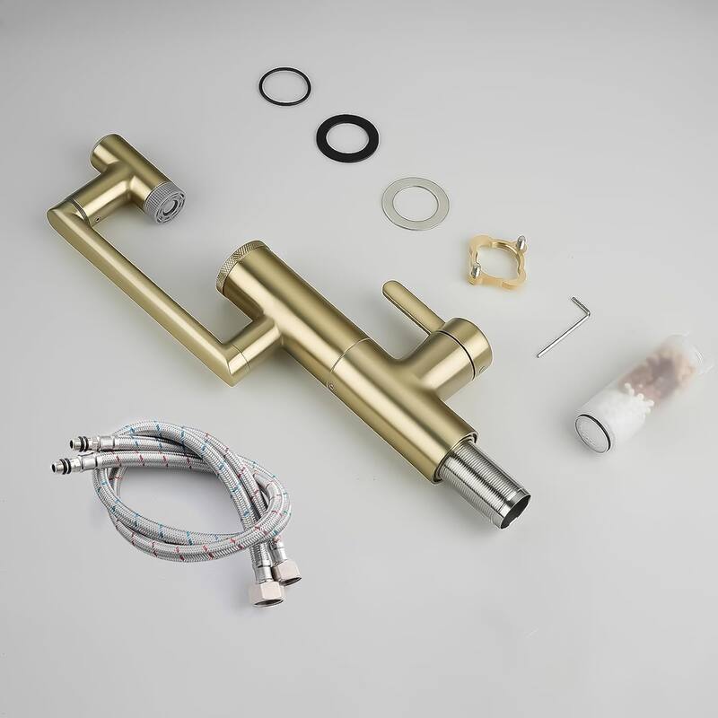 Lefton Rotatable Single Hole Bathroom Sink Faucet with Built-in Filter, Temperature Display in Fahrenheit, 2 Water Modes