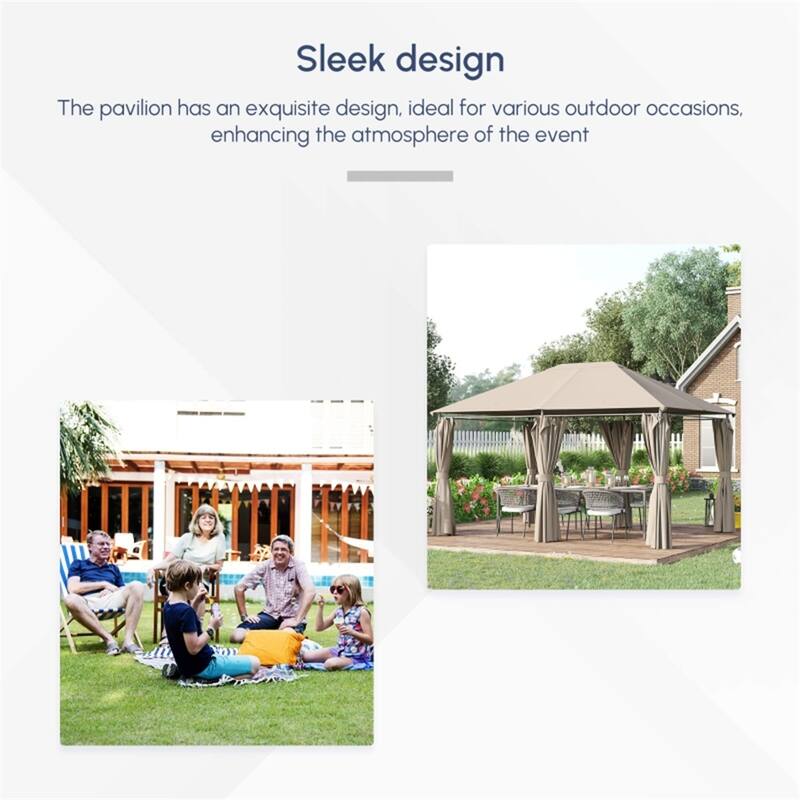 Patio Gazebo with 6 Detachable Sidewalls PA-Coated UV-Resistant Canopy & Powder-Coated Steel Frame - 13.1' L x 9.8' W x 9' H