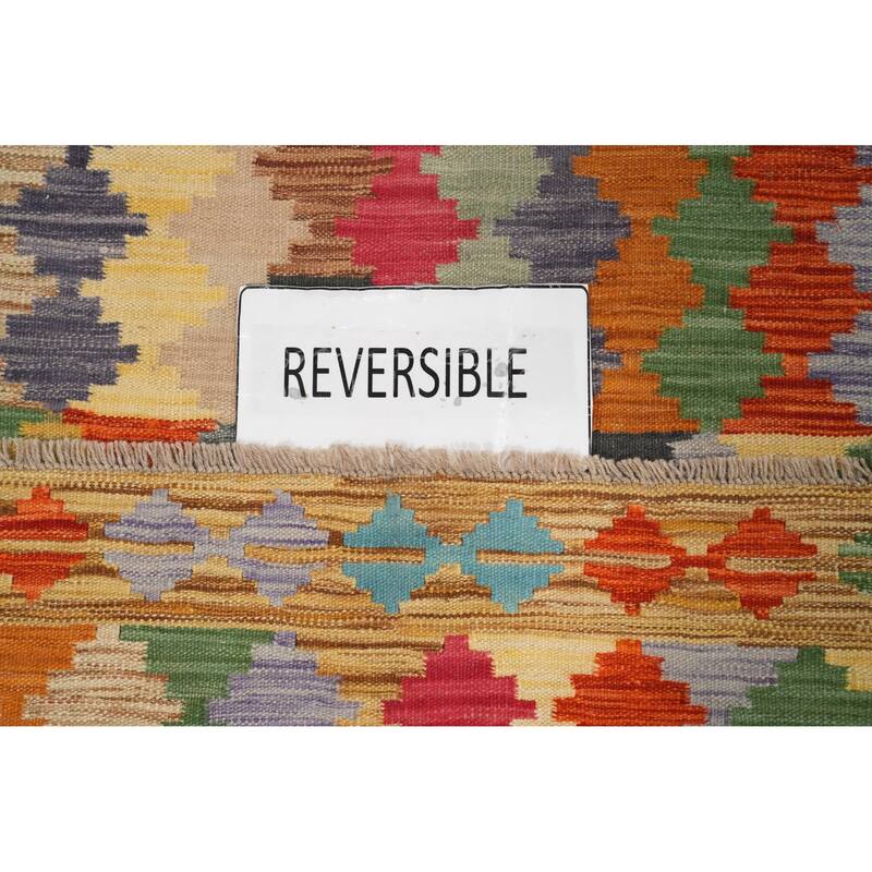 Hand Woven Oriental 100% Wool Carpet Southwestern Modern Multi-Colored Kilim Area Rug - 8' 3'' X 5' 1''