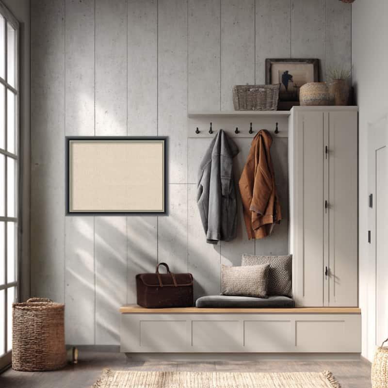 Amanti Art Framed Fabric Pinboard Natural Linen Printed Bulletin Board