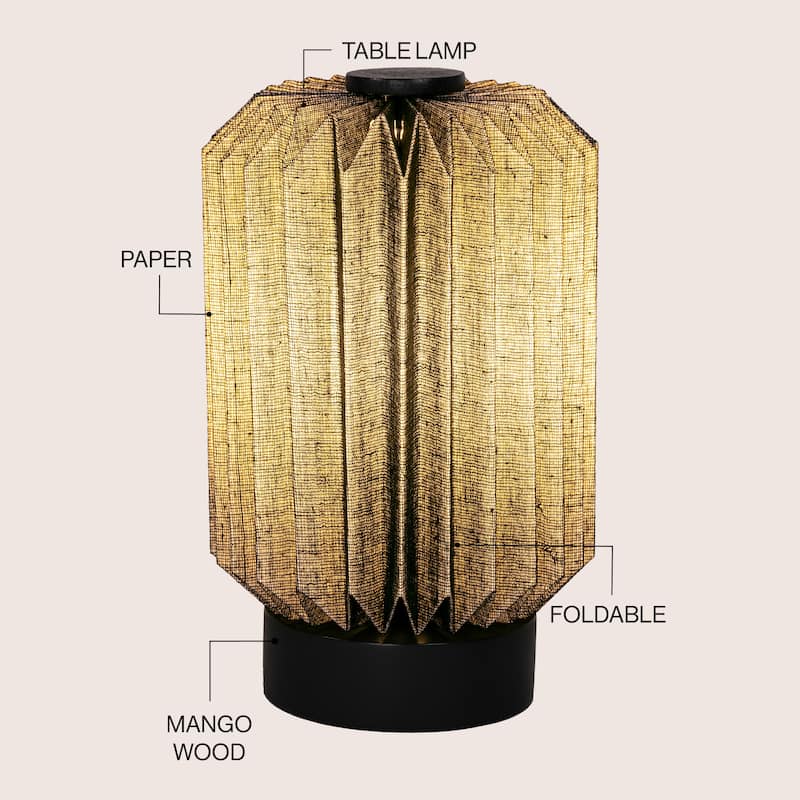 Banks Modern Minimalist Paper Pleated Column Accent LED Table Lamp
