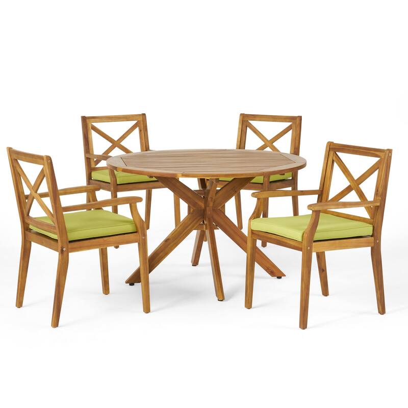 Llano Outdoor 5 Piece Acacia Wood Dining Set by Christopher Knight Home