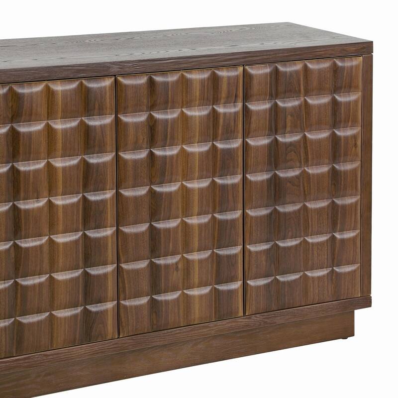 Modern 4-Door Storage Cabinet with Geometric Design and Adjustable Shelves for Home Organization