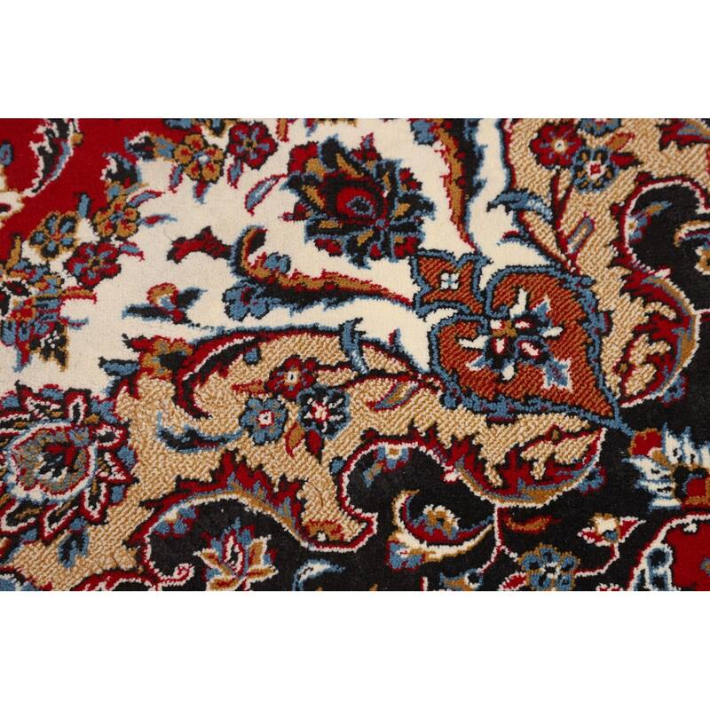 Medallion Kashan Turkish Rug Floral Machine-Made Carpet - 9'8" x 12'10"