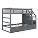 preview thumbnail 6 of 10, Wood Bunk Bed with Twin Trundle and 3 Storage Stairs, Grey