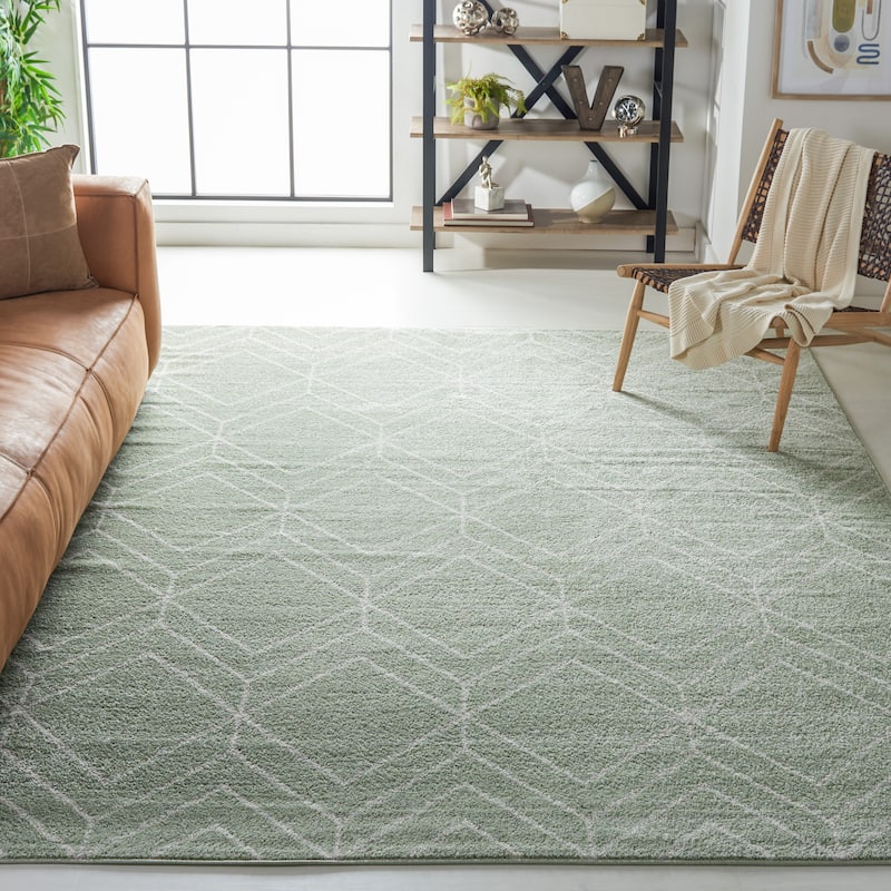 SAFAVIEH Adirondack Juvelina Modern Geometric Rug - 2'6" x 22' Runner - Sage/Ivory