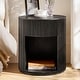 preview thumbnail 11 of 22, Bert Modern 22" Tall Round Solid Wood Full Assembly End Table WIth Storage By HUALALA HOME Charcoal