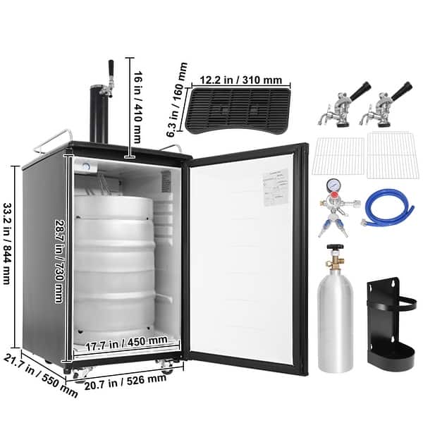 VEVOR 152L Beer Kegerator Single/Dual Tap Draft Beer Dispenser, Full