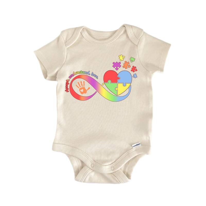 Autism Awareness Understand Love - Baby Boy Girl Clothes Bodysuit Funny Cute - Natural - Newborn