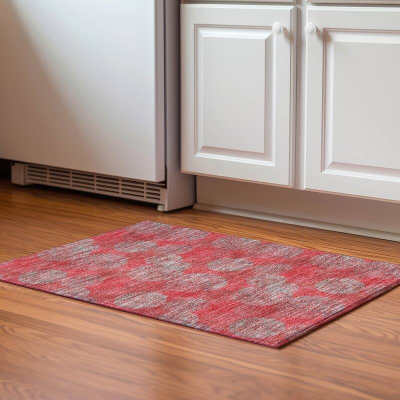 Premium Washable Super Soft Modern Sphere Mayfield Rug - Red - 1'8" x 2'6"