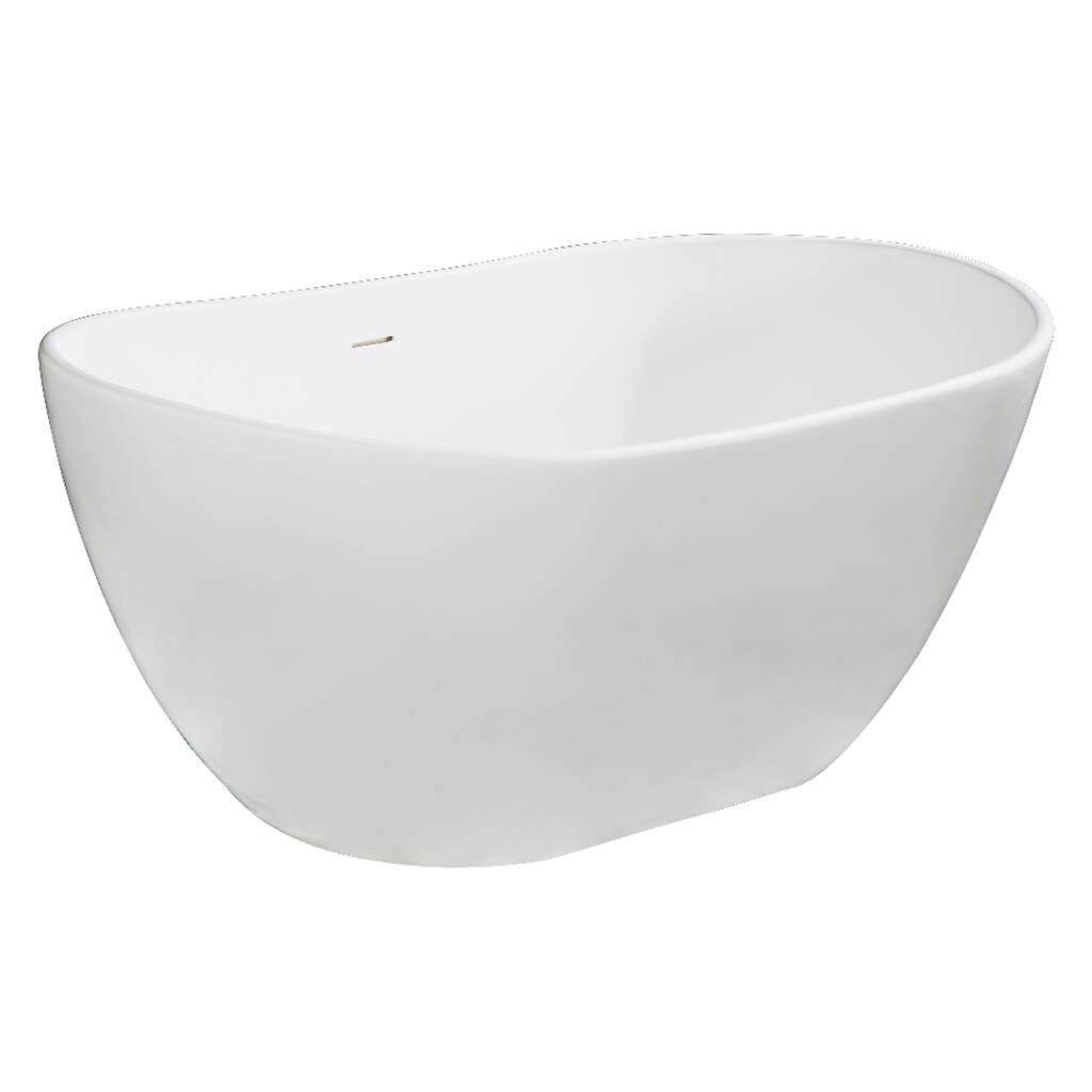 Kingston Brass Collett 57-Inch Solid Surface White Stone Freestanding Bathtub