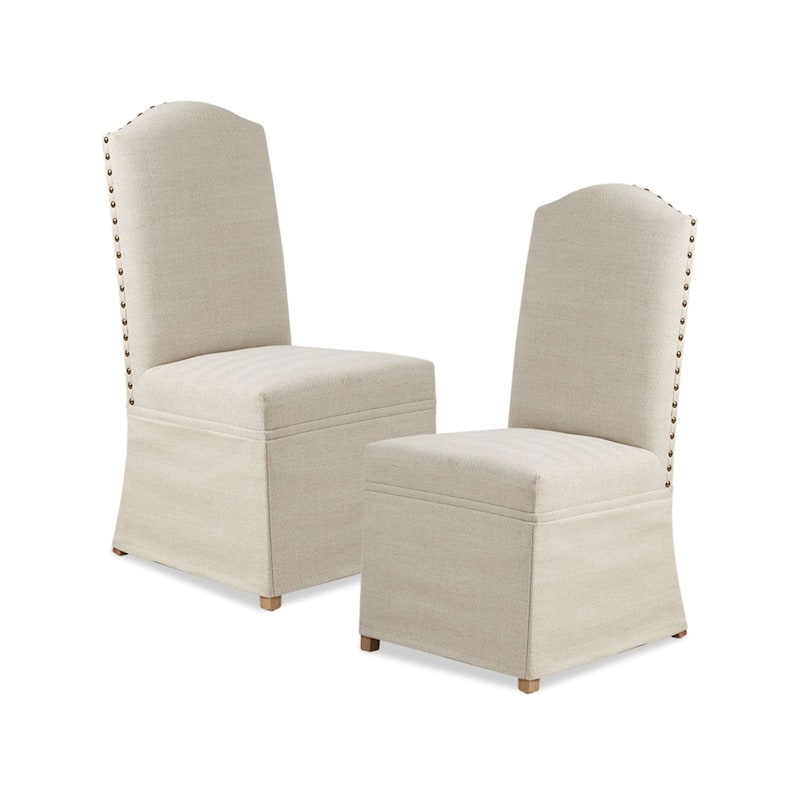 Madison Park Capa Beige Set of 2 High Back Dining Chairs with Skirts