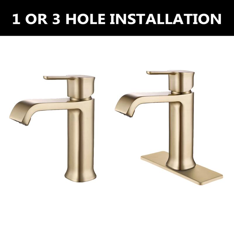 Bathroom Single Handle Faucet Pop Up Drain Gold
