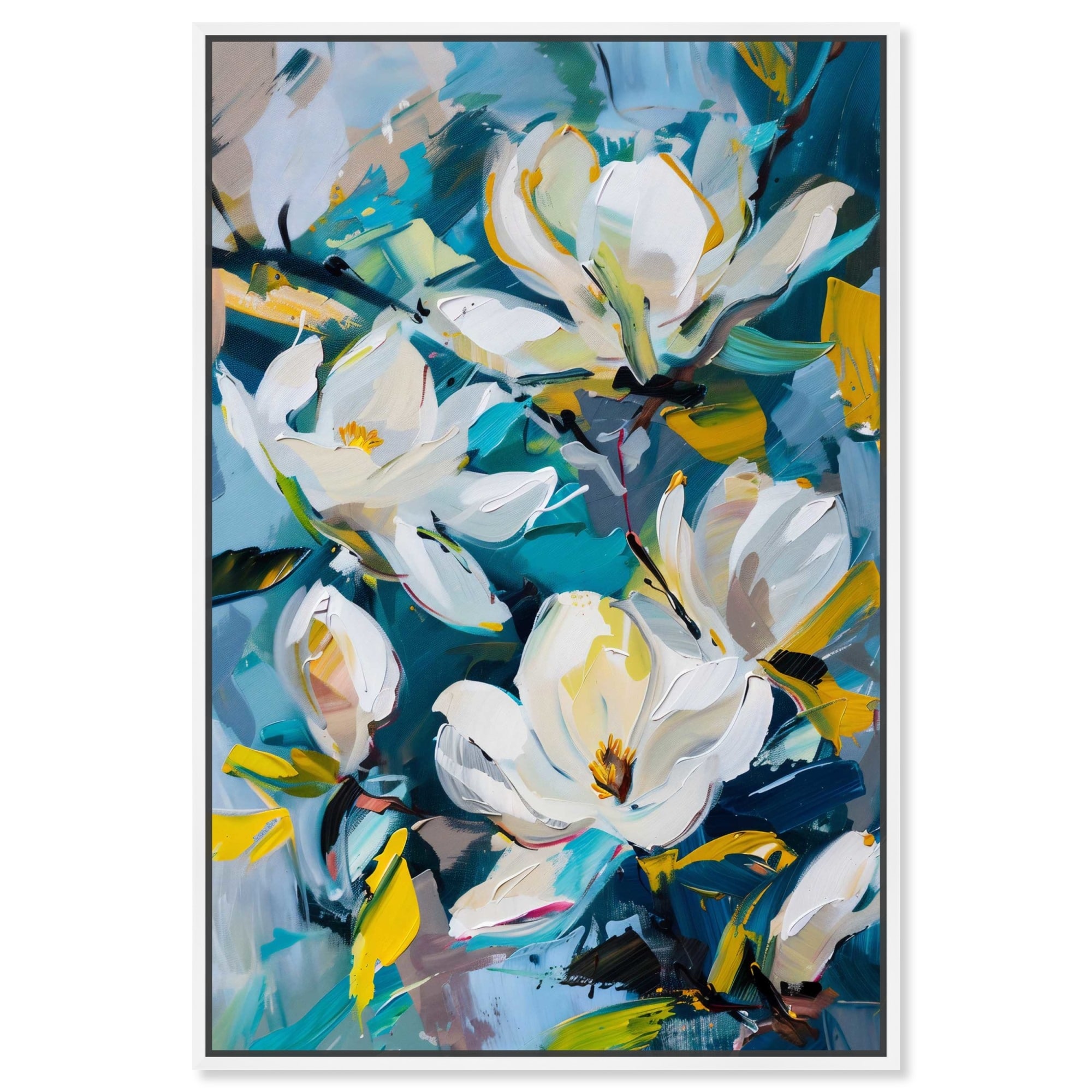 Flowers In Serenity Canvas Blue Floral Abstract Wall Art by Art Remedy