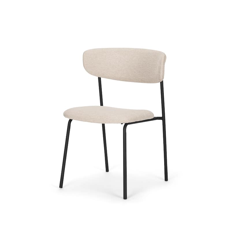 HomeRoots Cream and Black Upholstered Fabric And Metal Open Back Dining Side Chair - 21.25 in. x 32 in. x 22.25 in.