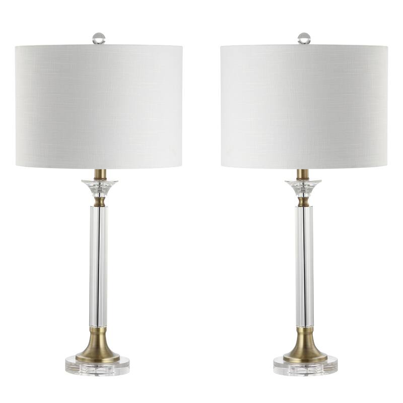 Barnard 28" Crystal/Metal LED Table Lamp, Clear/Brass Gold (Set of 2) by JONATHAN Y