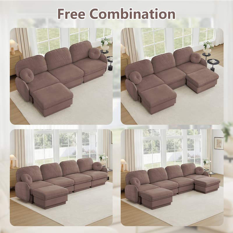 GDFStudio Alden Voss 137" Chenille Cloud 4-Seater Sofa with Quilted Back Cushions, Deep Seat