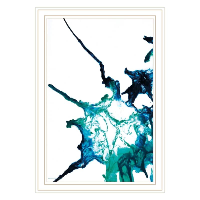 TrendyDecor4U Coastal "Ocean Living 2" Framed Print Wall Art - White