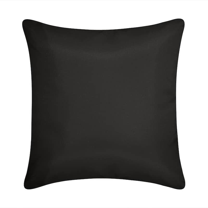 Edie At Home Fine Line Embroidered Floral 18x18 Indoor & Outdoor Decorative Throw Pillow, Black