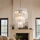 preview thumbnail 6 of 15, LNC 7-Light 3-Tier Lantern Modern Luxury Chandelier Gold Textured Clear Glass Ceiling Lights - 19.1" Dia. × 22.4" H