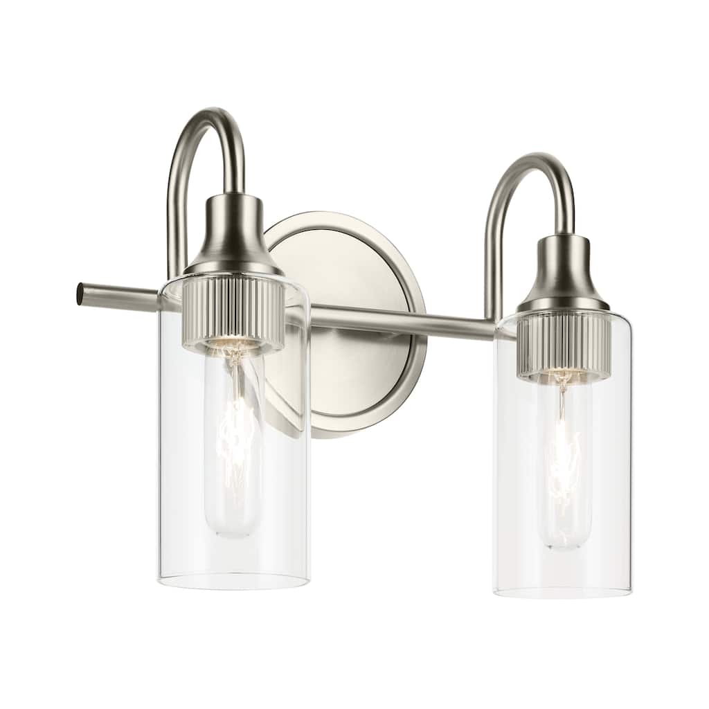 Kichler Lighting Kavi 12.5" 2-Light Vanity Light with Clear Glass in Brushed Nickel