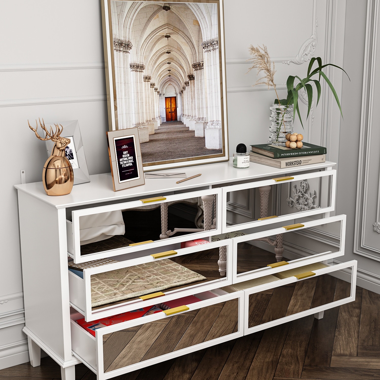 modern glass dresser Modern 6 Drawer Mirrored Dresser, Glass Dresser & Chest of Drawers -  Overstock