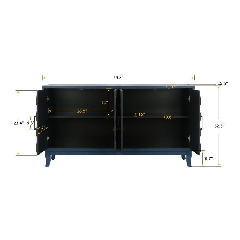 60"W Vintage Style Thickened Sideboard Storage Cabinet