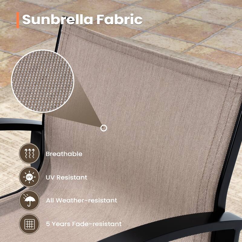 Pellebant 2/4-Piece Patio Swivel Aluminum Bar Stools Sunbrella Textilene