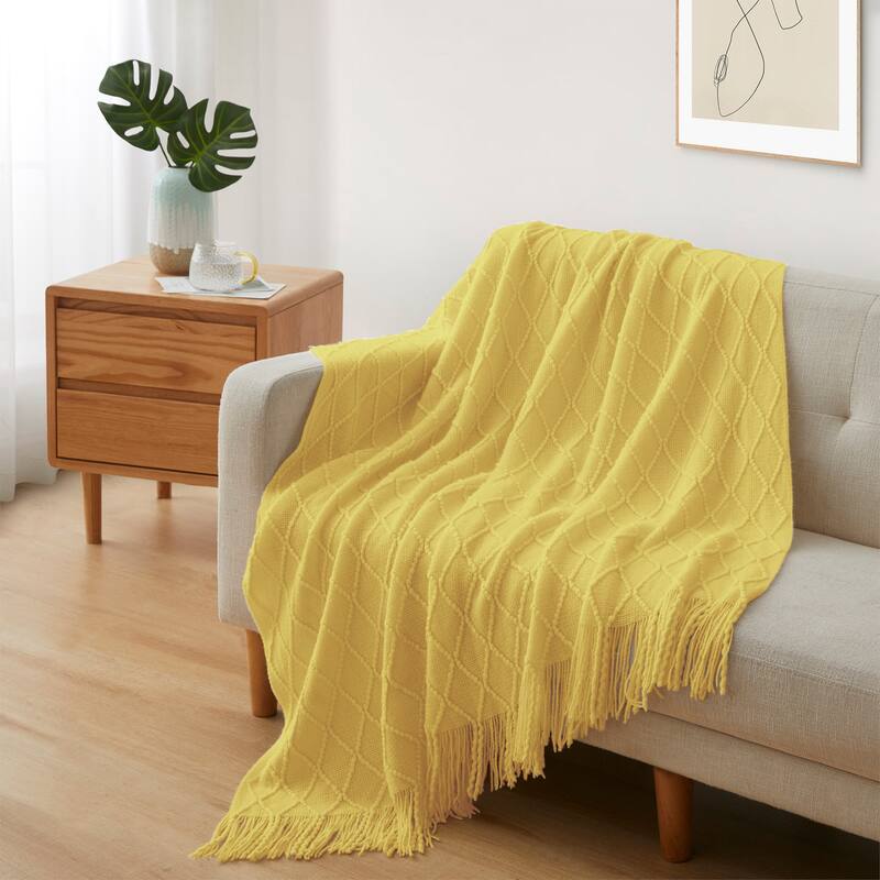 Lightweight 50"x60" Diamond Knit Throw Blanket Couch Cover