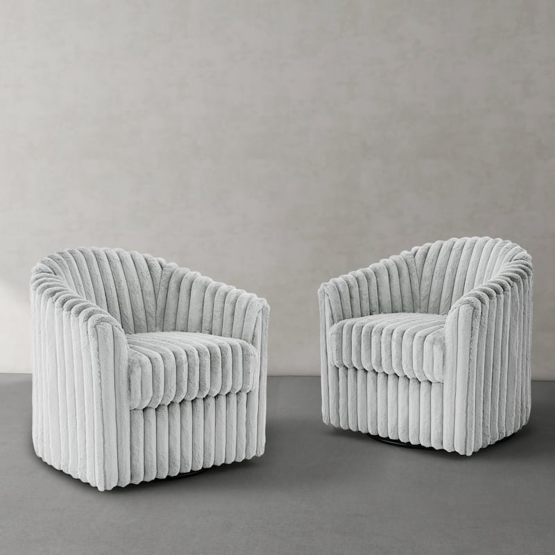 Single Sofa Armchair Swivel Barrel Chair (Set of 2) - Blue Grey-2Set