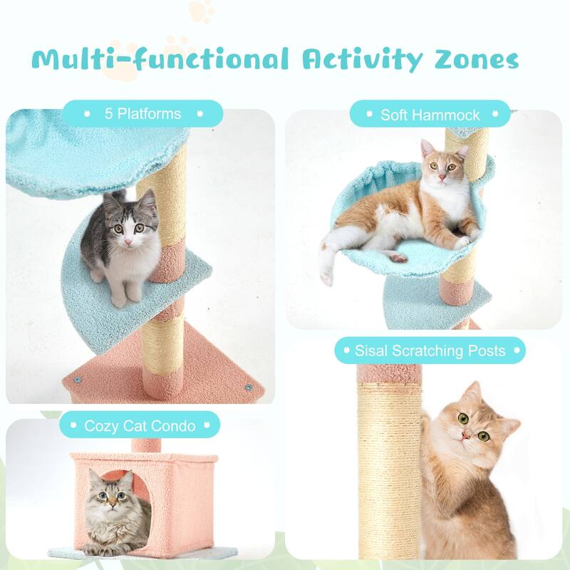 Sunflower Cat Tree, Multi-Functional Cozy Cat Tower, Cat Condo for Indoor Cats