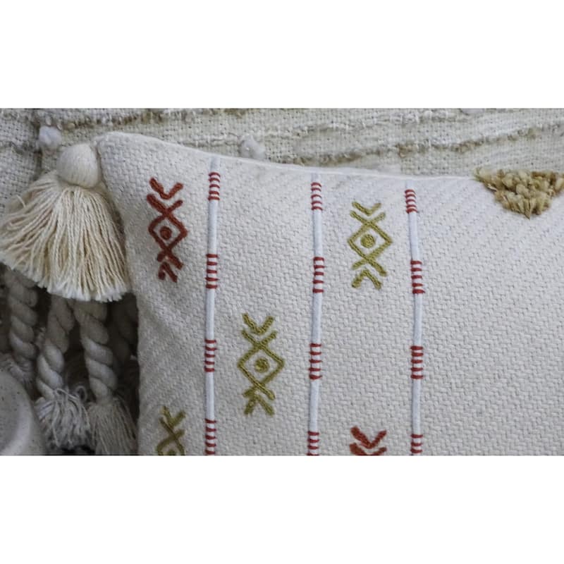 Vibhsa 14" X 24" Embroidery Throw Pillow with Tassels