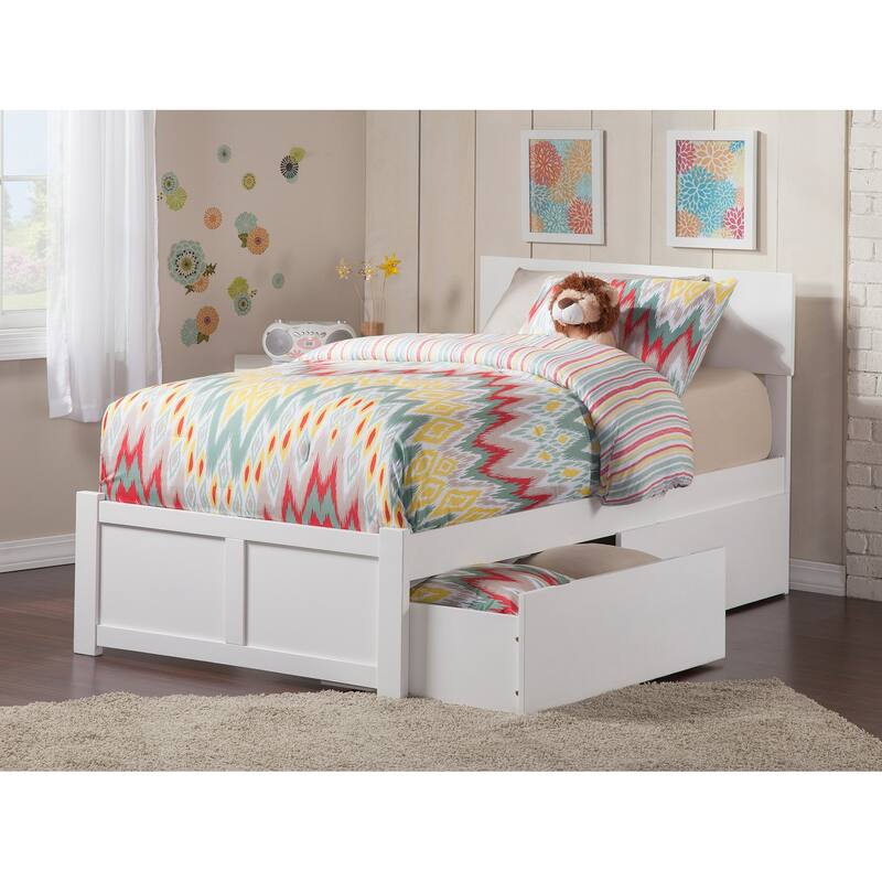 Platform Bed - Storage Drawers & Flat Panel Footboard - Modern Bedroom Furniture