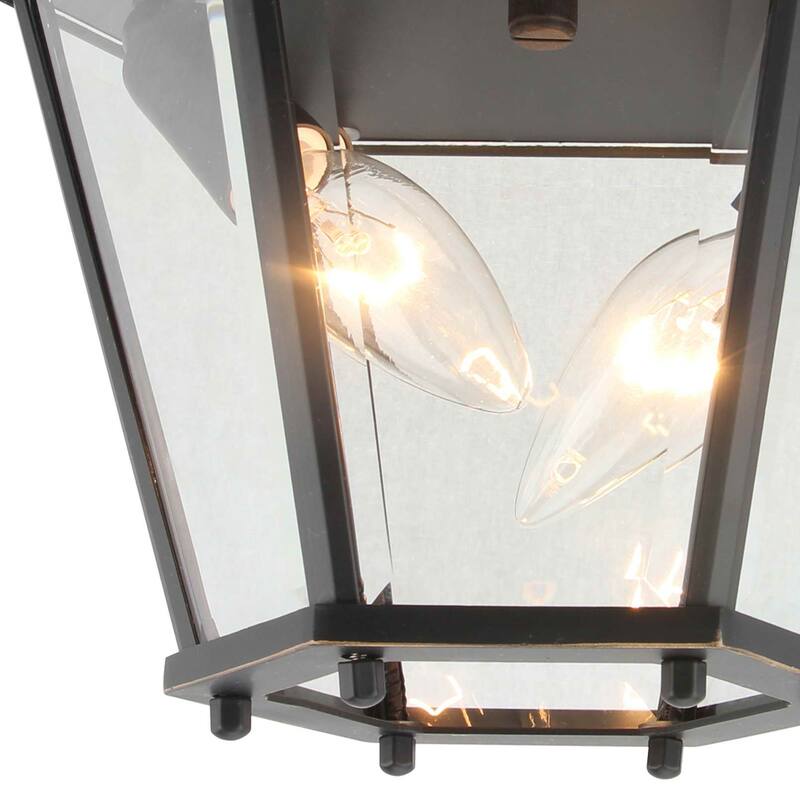 2 Light Outdoor Ceiling Lantern in Imperial Black