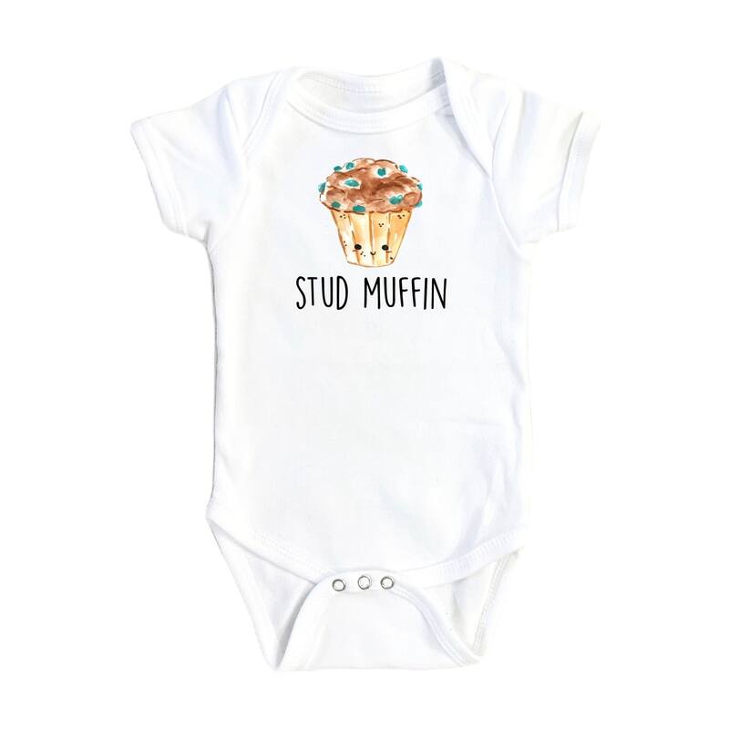 Stud Muffin Blue - Baby Boy Girl Clothes Infant Bodysuit Funny Cute Newborn - White - Newborn