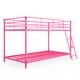 preview thumbnail 20 of 32, Twin Round Pipe Bunk Low Bed Guardrail Angled Ladder Iron Bed USA