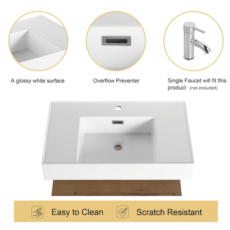 Malwee 30"/60" Floating Bathroom Vanity, Wall Mounted Bathroom Vanity with Single/Double Sink and Soft Close Drawers