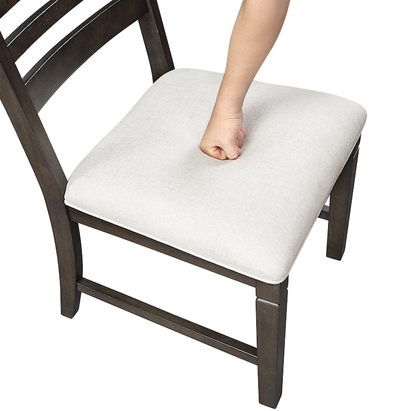 Set of Side Chairs Upholstered Seat Dark Espresso Finish Durable Wood Dining Furniture