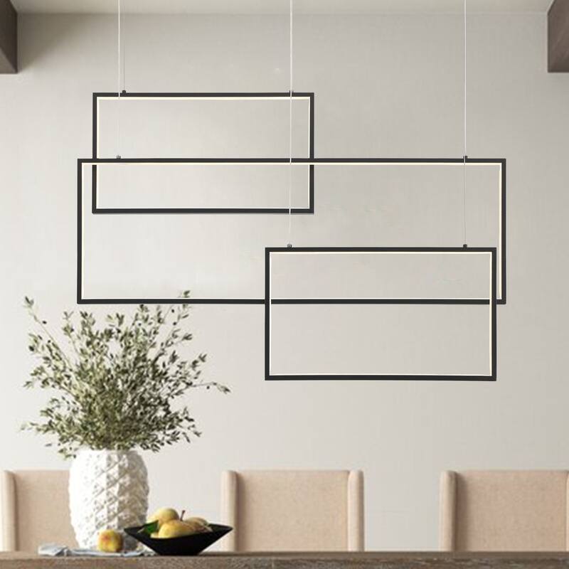 3-Light Unique Geometric LED Chandelier - 23.62'' H x 35.43'' W x 4.72''D