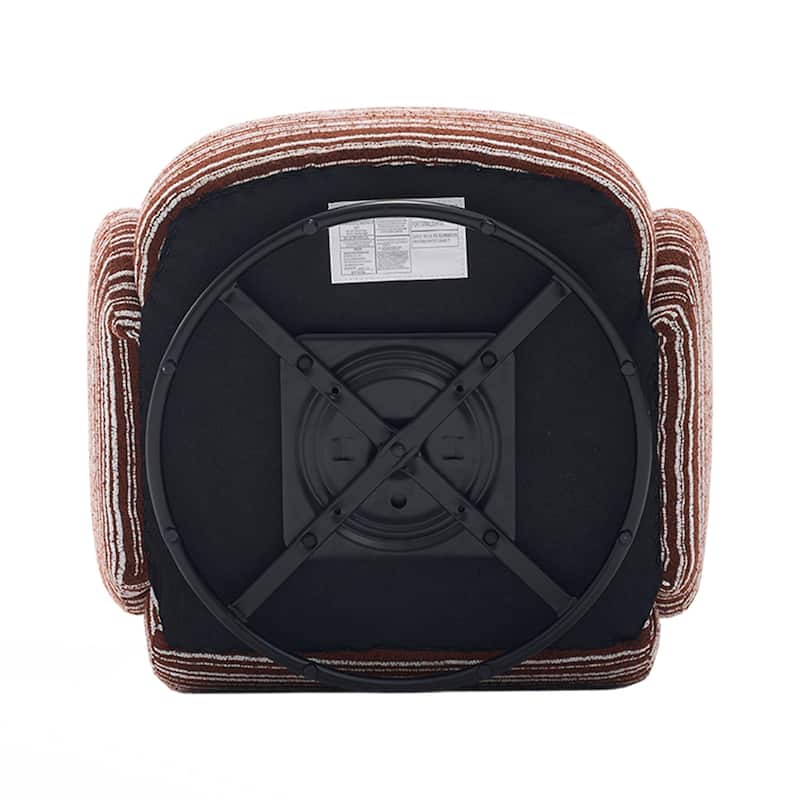 Modern Style 360° Swivel Leisure Chair Fabric Striped Armrest Swivel Chair and metal bracket, suitable for living room, balcony