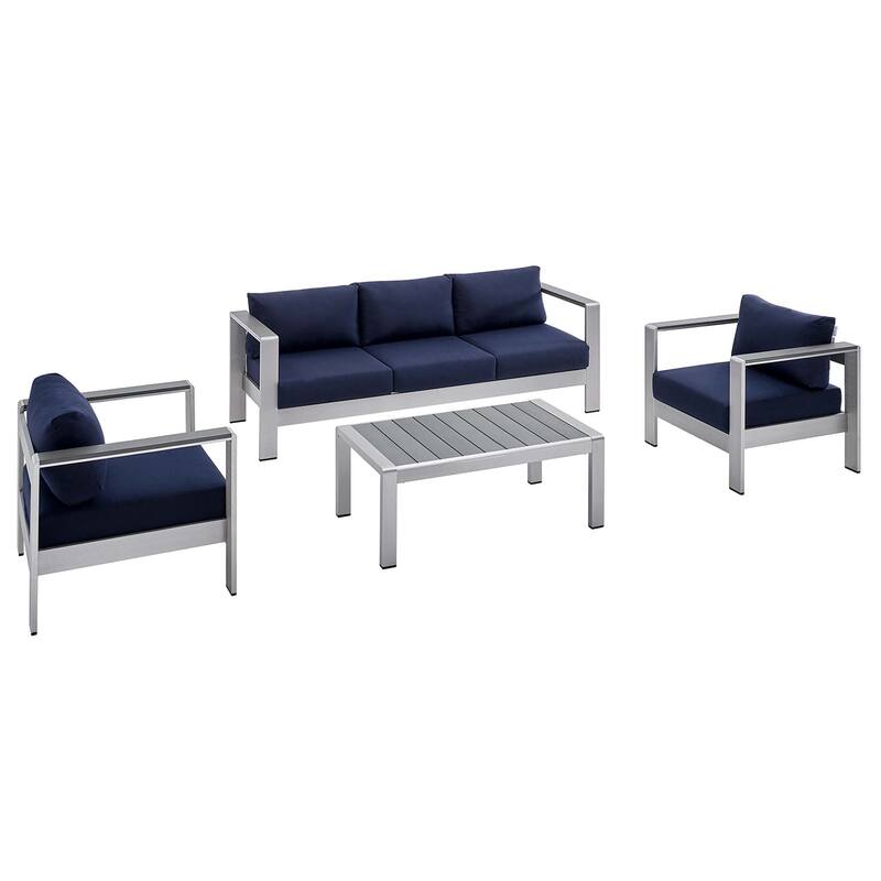 Shore Sunbrella Outdoor Patio Aluminum 4 Piece Set