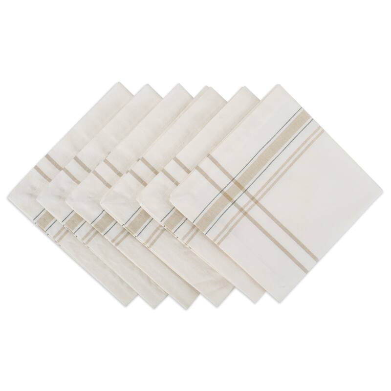 Design Imports Black French Stripe Napkin Set (Set of 6) - white chambray