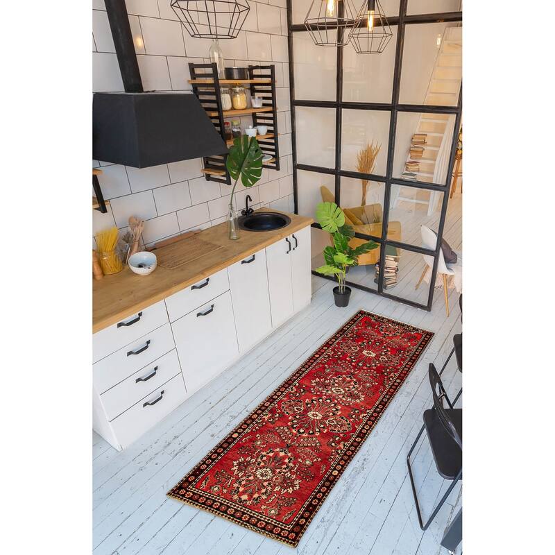 ECARPETGALLERY Hand-knotted Andelz Red Wool Rug - 3'7 x 11'11