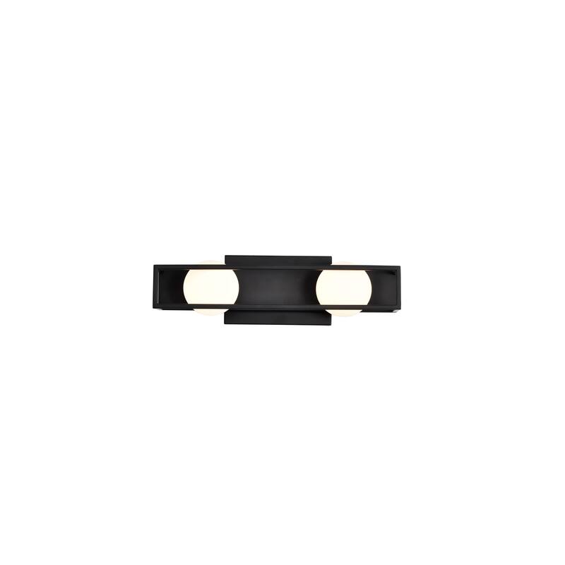 Jenkins 16 Inch 2 Light LED Vanity Matte Black with Frosted Glass