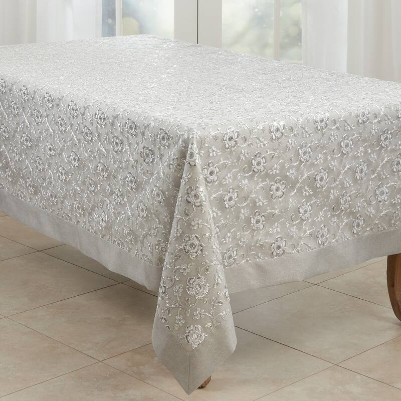 Embroidered Tablecloth With Floral Design