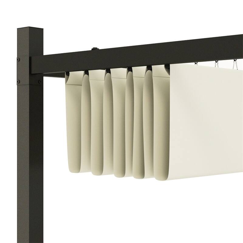 Cream White Outdoor Pergola with Powder Coated Metal Frame and 180g Polyester Canopy UPF 30 Plus for Patio Garden