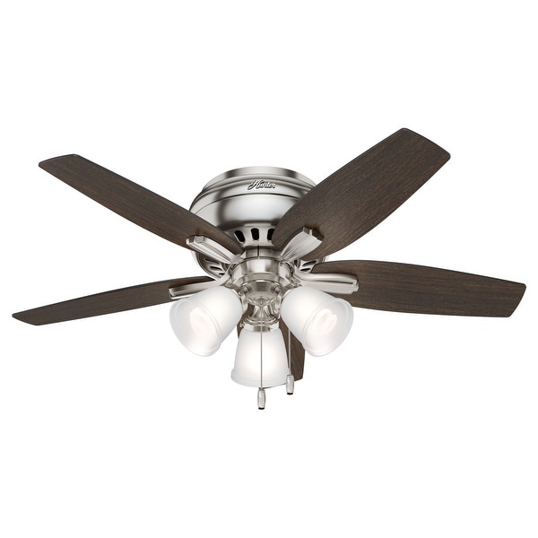 Hunter 42 Newsome Low Profile Ceiling Fan W 3 Light Led Light Kit And Pull Chain Overstock 19998652